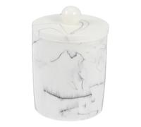 Boite Coton Tige 1 boîte de Rangement en résine à Motif marbre, Porte-Coton-Tige, Cure-Dents, Anti-poussière, for Salle Bain(White)