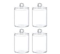 Boite Coton Tige Boîte Circulaire for Cotons-tiges, Couvercle Anti-poussière en Plastique Transparent, Cure-Dents Simple, Belle Boule, bâtonnet de Fil Dentaire, Rangement Bijoux(4pcs)