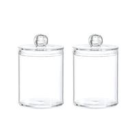Boite Coton Tige Boîte Circulaire for Cotons-tiges, Couvercle Anti-poussière en Plastique Transparent, Cure-Dents Simple, Belle Boule, bâtonnet de Fil Dentaire, Rangement Bijoux(2pcs)
