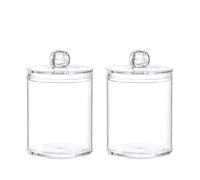 Boite Coton Tige Boîte Circulaire for Cotons-tiges, Couvercle Anti-poussière en Plastique Transparent, Cure-Dents Simple, Belle Boule, bâtonnet de Fil Dentaire, Rangement Bijoux(2pcs)