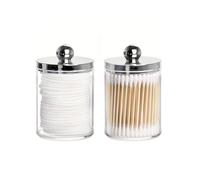 Boite Coton Tige Boîte de Rangement en Plastique for Cotons-tiges, lot 1, 2 ou 3 pièces, Organiseur Salle Bain 283 ML, Pot d'apothicaire Transparent, Distributeur