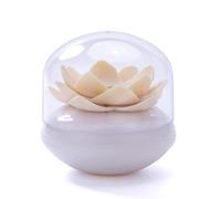 Boite Coton Tige Boîte de Rangement for Cotons-tiges avec Couvercle, Porte-Cure-Dents, Organiseur en Forme Lotus, Accessoires Salle Bain(Beige L)