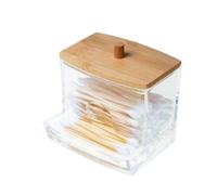 Boite Coton Tige Boîte de Rangement for Salle Bain, Pot for Maquillage, Porte-Coton Rond, Distributeur Cotons-tiges avec Couvercle(Color 07)