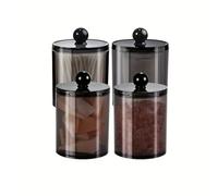 Boite Coton Tige Lot de 2, 3 ou 4 distributeurs Cotons-tiges, bocaux d'apothicaire, Salle Bain, 283 ML, Support en Plastique Noir, boîte Rangement for(4pcs)