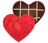 Boîte Cœur pour Chocolat, Coffret Rouge à 10 Compartiments, Papier | Couvercle, Présentation Romantique, pour Pralines et Petites Douceurs, Fête de Saint-valentin