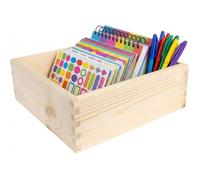 Boîte d’organisation ouverte - CREATIVE DECO - 25x25x9 cm - Bois de pin naturel - Surface brute personnalisable - Fond MDF