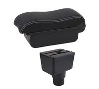 Boîte D'accoudoir De Voiture Accoudoir En Cuir Console Centrale Boîte De Rangement Accessoire De Voiture USB Pour Ford Pour Ecosport 2018-2021 Voiture Accoudoir Boîte(B2 White Line)