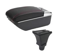 Boîte D'accoudoir De Voiture Boîte De Rangement De Contenu De Magasin Central Accessoires De Détails Intérieurs Pour Fiat 500 KLAUER(C1 red line 7USB)