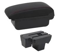 Boîte D'accoudoir De Voiture Pour VW Pour Polo 2019-2024 Accoudoir Voiture Boîte Rangement Interface USB Console Centrale(B1 Red Line)
