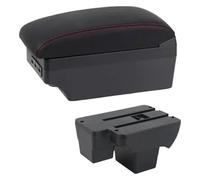 Boîte D'accoudoir De Voiture Pour VW Pour Polo 2019-2024 Accoudoir Voiture Boîte Rangement Interface USB Console Centrale(E1 Red Line)