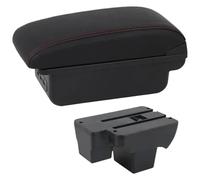 Boîte D'accoudoir De Voiture Pour VW Pour Polo 2019-2024 Accoudoir Voiture Boîte Rangement Interface USB Console Centrale(C1 Red Line)