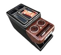 Boîte d'accoudoir voiture Pour Odyssey 2009-2018 Accoudoir Boîte De Rangement Avec Porte-gobelet USB Lumière D'ambiance(Black Wood)