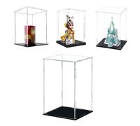 Boîte d'affichage Acrylique Transparente boîte de comptoir Assemblée, Base Noire, vitrine de Protection Contre la poussière (10x10x16in/25X25X40cm)