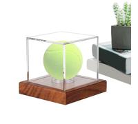 Boîte d'affichage de Baseball - Protecteur d'autographes de Base en Bois, Cube de vitrine en Acrylique Transparent, Structure résistante aux UV, Support de Collection Premium | Décoration de p