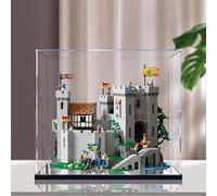 Boîte d'affichage de grain de bois de noyer de 2 cm, boîte d'affichage de comptoir haut de gamme noir, convient pour Lego 10305 Château du Lion Knight, vitrine transparente de 3 mm d'épaisseur (noir+