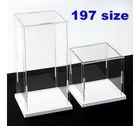 Boîte d'affichage transparente auto-assemblée, armoire de rangement transparente de protection anti-poussière, boîte de rangement Labubu à base blanche 1 pièce L41xW21cm