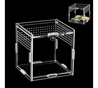 Boîte d'alimentation pour reptiles (10 x 10 x 10 cm), en acrylique, pour terrarium, araignée, escargots, mini terrarium, boîte d'alimentation pour reptiles, convient pour araignées sauteuses, lézards