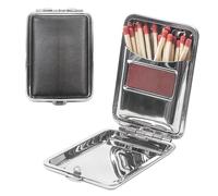 Boîte d'allumettes en métal en acier inoxydable avec gâche à plaque de friction, support d'allumettes vintage, portable, mini rangement, réutilisable, étanche à un bouton, pour le camping en plein air