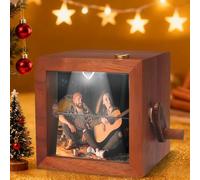 Boîte d'animation à rabat pour photos lumineuses personnalisées, album photo à manivelle fait à la main, cadeau personnalisé pour les amis, Noël et le Nouvel An (8 photos, sans LED)