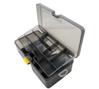 Boîte d'appâts de pêche à Double calque Gris Transparent en Plastique Plastique pour Le Stockage des Engrenages de pêche
