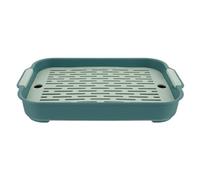 Boîte D'apprentissage Propreté Lapin, Toilette Rectangulaire, Plastique | Cage Coin Usage, Grille à Deux Couches, Rebord Relevé, Fond Plat, Intérieur, 1 Pièce