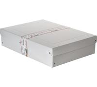 Boîte d'archives & de rangement Blanc, A3, 440 x 320 x 100 mm, couvercle, carton, riveté