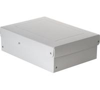 Boîte d'archives & de rangement Blanc, A4, 240 x 320 x 100 mm, couvercle, carton, riveté