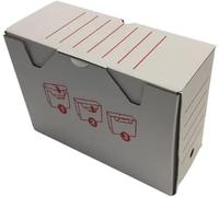 Boite d'archives- En carton blanc et rouge- Dimension 335X100X245 MM - Dos de 10 cm vendu en lot de 12