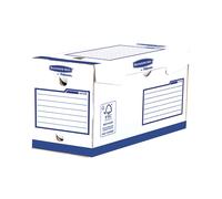 Boîte d'Archives Fellowes 4472902 Papier Bleu/Blanc A4, Classeur à Levier, Dimensions Internes 194x330x244mm, Lot de 20