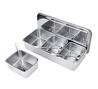 Boîte d'assaisonnement, 630 ml x 3 grille en acier inoxydable Boîte d'assaisonnement en pot de sucre Conteneur de condiments Pots avec couvercles de cuillères pour les noix
