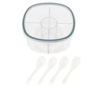 Boîte d'assaisonnement à 4 compartiments, organisateur en plastique transparent avec couvercles et cuillères, conteneurs de rangement de cuisine pour restaurants et cafés à