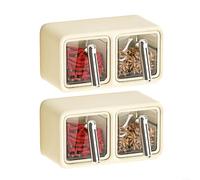 Boîte d'assaisonnement, capacité de 200 ml, pot de rangement pour épices, montage mural, sans perçage, résistant à l'humidité avec cuillère, plan de travail de cuisine économise de l'espace (blanc