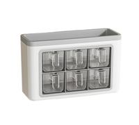 Boîte d'assaisonnement murale transparente, boîte de rangement pour poivre de cuisine, boîte de rangement d'assaisonnement adhésif, ensemble de pots à condiments muraux pour épices, support mural