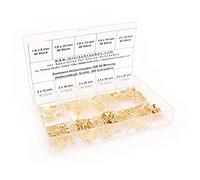Boîte d'assortiment de 360 pièces petites vis à bois selon DIN 96, plat, tête bombée en laiton à partir de 1,6 x 8. minischr auben Assortiment avec boîte beschrifteter