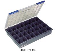Boîte d'assortiment L338xP261xH57mm 32 compartiments transp.bleu foncé RAACO
