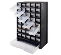 Boîte d'assortiment plastique 41 compartiments noir/blanc