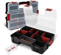 Boîte d'assortiment siwitec avec 10 compartiments et 6 séparateurs adaptables, boîte d'assortiment pour petites pièces, organisateur d'outils, magasin pour petites pièces, 31,5 x 22,5 x 6,4 cm