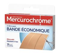 Boîte de 10 bandes à découper économique 10x6 cm Mercurochrome