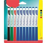 Boîte De 10 Feutres Effaçables À Sec Marker¿Peps - Feutres Pointes Moyenne De 1,5mm - Coloris : Bleu X7, Noir X1, Rouge X1 Et Vert X1