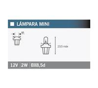Osram Ampoule 2722MF 2W 12V B8.5D Base plastique pour moto