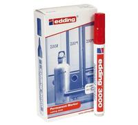 Boîte de 10 marqueurs permanents edding 3000 Rouge pointe conique 1,5-3 mm 7319-CS