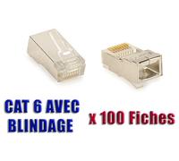 Boite de 100 Fiches RJ45 8P8C - Prises à Sertir - BLINDEES - CAT6 CAT5