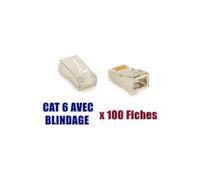 Boite de 100 Fiches RJ45 8P8C - Prises à Sertir - BLINDEES - CAT6 CAT5