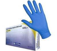 Boite de 100 Gants Jetables Nitrile Sans Poudre Usage Médical Taille L Sensiskin Bleu