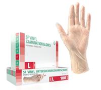 Boîte de 100 pièces (L, Transparent), Gants d'examen jetables, sans poudre et latex, médicaux, articles sanitaires pour le nettoyage des cuisines, à usage unique, non stérile