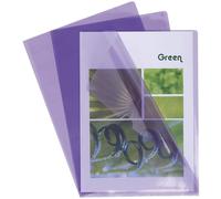 Boîte de 100 pochettes coins A4 lisse violet plastique Exacompta