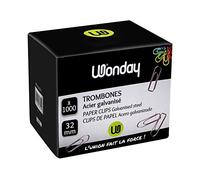 Boite de 1000 attaches lettres Trombones 32mm en acier galvanisé