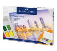 Faber-Castell 169712 - Set de peinture aquarelle, 12 godets de peinture, y compris palette de mélange et pinceau pour réservoir d'eau, pour débutants et artistes amateurs