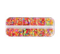 Boîte de 12 compartiments de paillettes fluorescentes en résine époxy, papillons, étoiles, cœurs, chiffres, mélange de couleurs anglais, remplissage en résine époxy