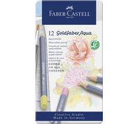 Crayon aquarelle - FABER-CASTELL - GOLDFABER - Boîte métal de 12 - Couleurs pastel - Résistance à la lumière